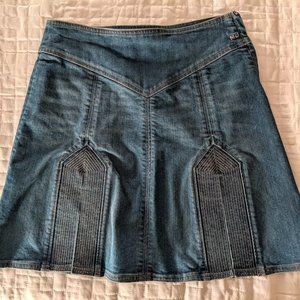 Marc Jacobs Denim Mini Skirt with Topstitching, Size 6